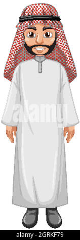 Homme arabe adulte portant un personnage de costume arabe Illustration de Vecteur