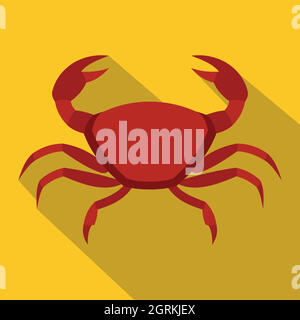 Crabe rouge, icône de style plat Illustration de Vecteur