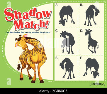 Modèle de jeu avec girafe assortie Illustration de Vecteur