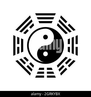 Symbole Yin Yang bagua. Motif Tai Chi. Bagua - symbole du taoïsme. Illustration religieuse vectorielle. Illustration de Vecteur