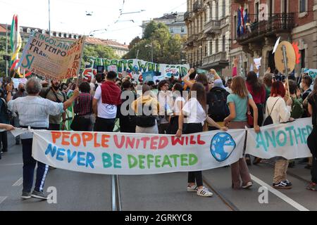 Grève mondiale du climat lors du sommet pré-Cop26 à Milan Banque D'Images