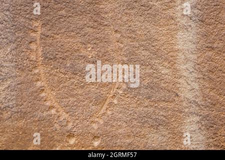 Gros plan des pétroglyphes sur un mur de canyon dans le parc national de Capitol Reef, dans l'Utah Banque D'Images