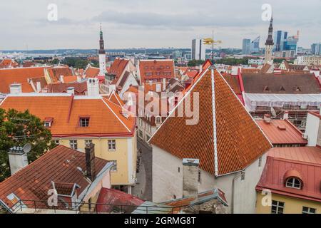 TALLINN, ESTONIE - 22 AOÛT 2016 : toits de la vieille ville de Tallinn Estonie Banque D'Images