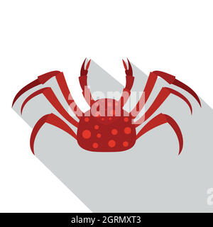 Crabe de l'Alaska, l'icône rouge style plat Illustration de Vecteur