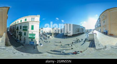 Vue panoramique à 360° de Malte Valletta rues