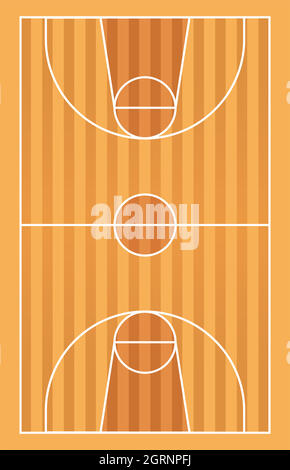 Terrain de basket-ball en bois avec lignes Illustration de Vecteur