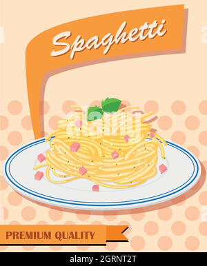 Menu spaghetti sur affiche Illustration de Vecteur