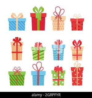 Ensemble de cadeaux colorés Illustration de Vecteur