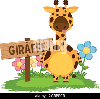 Mignonne girafe dans le jardin Illustration de Vecteur