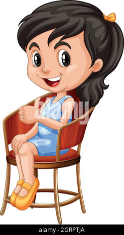 Little girl sitting on chair Illustration de Vecteur