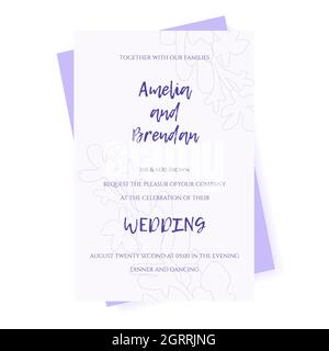 Invitation à un mariage dans des tons pastel violets. Délicates fleurs de lavande. Illustration vectorielle. Illustration de Vecteur