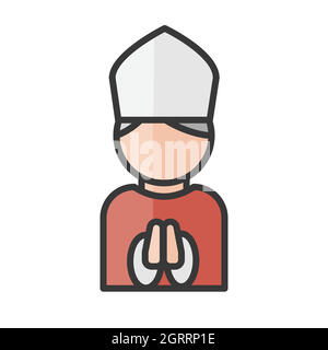Avatar de l'évêque. Les Religionistes. Icône de l'église catholique. Utilisateur du profil, personne. Illustration vectorielle isolée Illustration de Vecteur