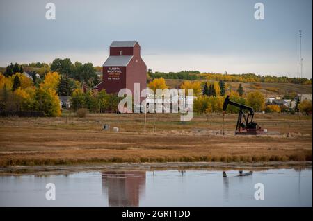 Big Valley (Alberta) - le 26 septembre 2021 : la ville de Bug Valley Alberta à l'automne. Banque D'Images