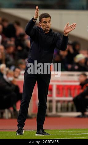 Stoke, Royaume-Uni. 1er octobre 2021. Valerien Ismael responsable de West Bromwich Albion lors du match de championnat Sky Bet au stade Bet365, Stoke. Crédit photo devrait se lire: Andrew Yates / Sportimage crédit: Sportimage / Alay Live News Banque D'Images