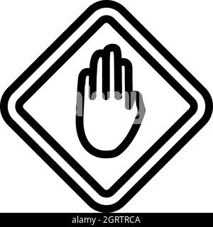Icône de la main d'avertissement Illustration de Vecteur