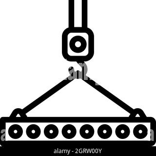 Icône du bloc pendu sur le crochet de la grue Illustration de Vecteur