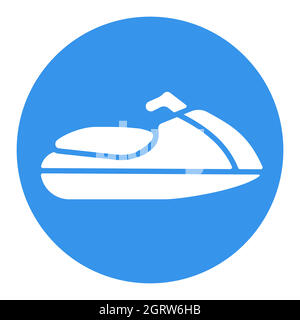 Jet ski nautique sport plat vecteur blanc glyphe icône Illustration de Vecteur