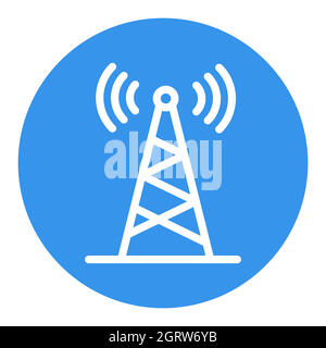 Icône de glyphe blanc vecteur d'antenne de communication. Panneau de navigation Illustration de Vecteur