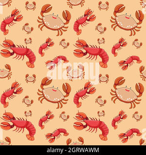 Fruits de mer sur un motif sans coutures Illustration de Vecteur