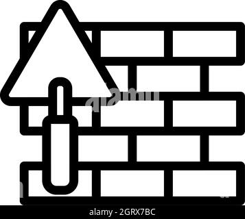 Icône de mur de briques avec truelle Illustration de Vecteur