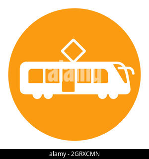 City tram vecteur plat glyphe blanc icône isolée Illustration de Vecteur