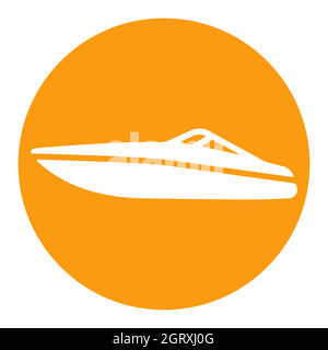 Speedboat vecteur plat blanc glyphe icône conception isolée Illustration de Vecteur