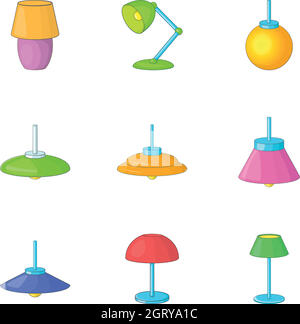 Jeu d'icônes de lampadaires électriques Illustration de Vecteur