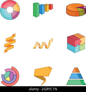 Éléments infographique icons set, cartoon style Illustration de Vecteur