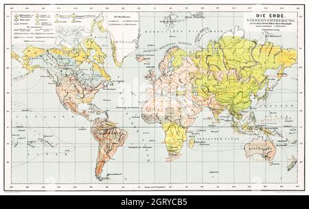 Die Erde.Eine allgemeine ERD- und Länderkunde, etc. (1896) par Franz Heiderich.Carte du monde. Banque D'Images