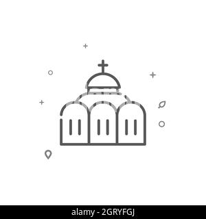 Icône de ligne simple d'église orthodoxe. Symbole du bâtiment, pictogramme, panneau isolé sur fond blanc. Contour modifiable. Régler l'épaisseur de ligne. Banque D'Images