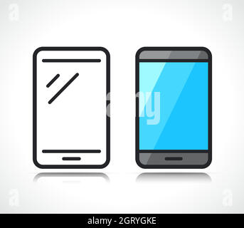 icône de téléphone intelligent plat et de ligne Illustration de Vecteur