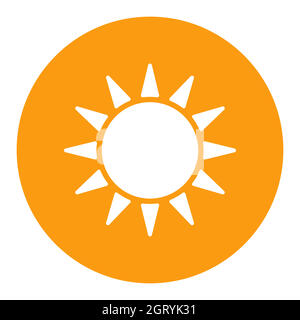 Icône de glyphe blanc isolée à vecteur solaire. Panneau météo Illustration de Vecteur