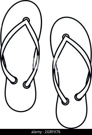 Flip flop, icône de style contour Illustration de Vecteur