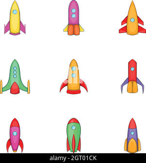 Spaceship icons set, cartoon style Illustration de Vecteur