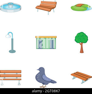 Park icons set, cartoon style Illustration de Vecteur