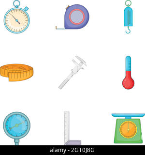 Measurement icons set, cartoon style Stock Vector