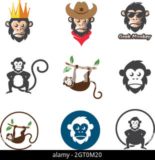 illustration du logo de l'icône de vecteur singe Illustration de Vecteur