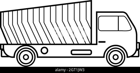 L'icône de camions à ordures, style contour Illustration de Vecteur