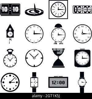 Horloges icônes ensemble, style simple Illustration de Vecteur
