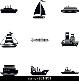 Ship icons set, le style simple Illustration de Vecteur