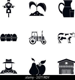 Ranch icons set, le style simple Illustration de Vecteur