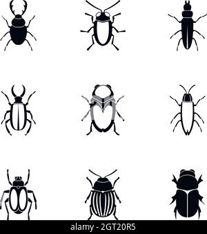 Bugs icons set, le style simple Illustration de Vecteur