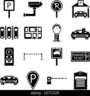 Parking voiture icons set, le style simple Illustration de Vecteur