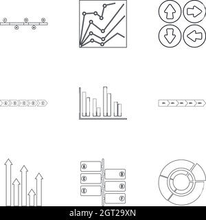 Jeu d'icônes d'affaires d'idée, style de contour Illustration de Vecteur