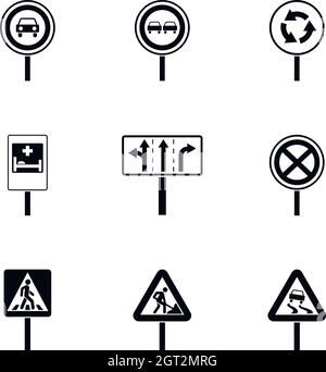 Panneau de circulation icons set, le style simple Illustration de Vecteur