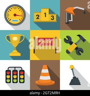 Icons set de course, style plat Illustration de Vecteur