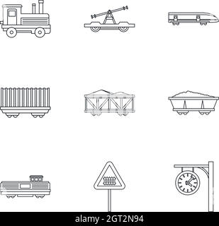 Icons set fer style du contour, Illustration de Vecteur