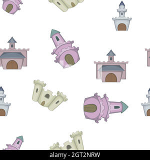 Types de motifs de châteaux, style de dessin animé Illustration de Vecteur