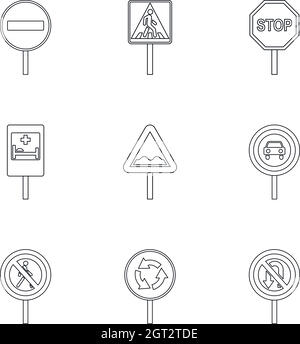 Ensemble d'icônes de signe, style de contour Illustration de Vecteur