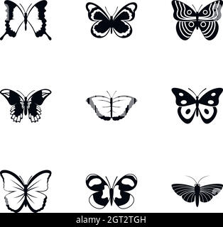 Icons set papillon, le style simple Illustration de Vecteur